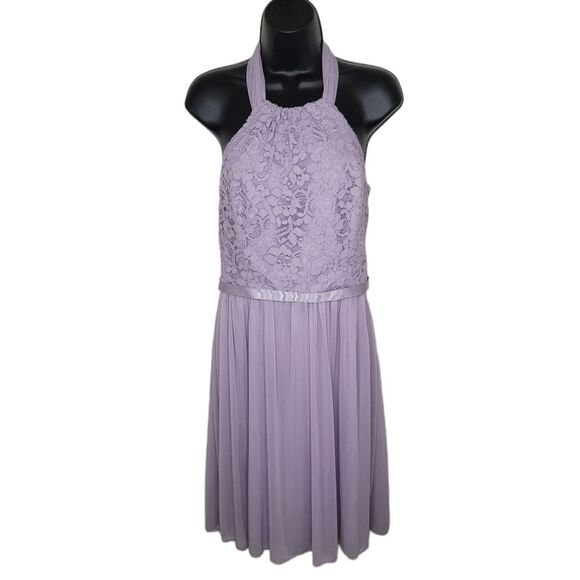 David's Bridal iris halter mesh mini bridesmaid dress size 10 - Picture 2 of 6
